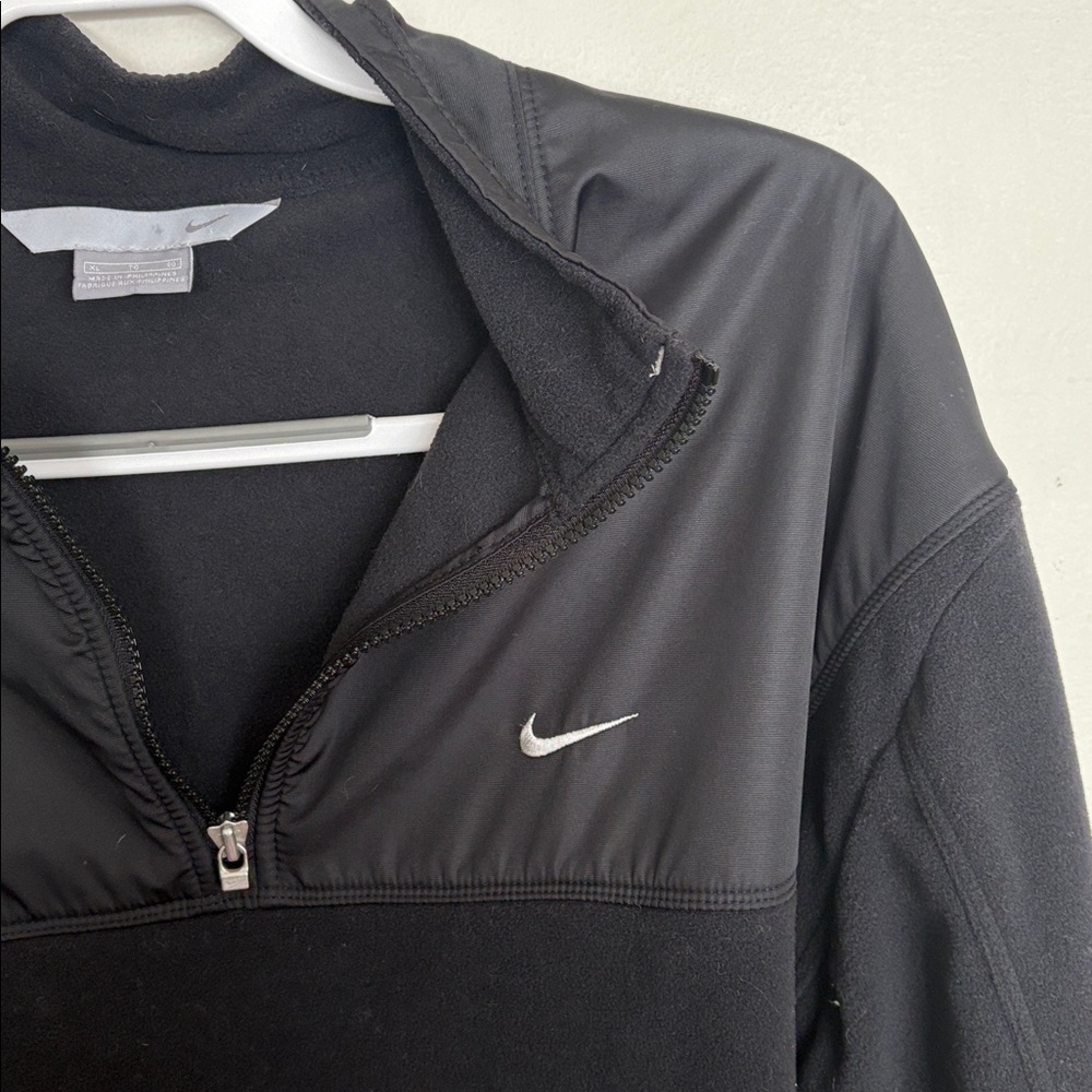 Nike Men’s Black Quarter Zip Fleece Pullover Jacket Size XL - Picture 3 of 8